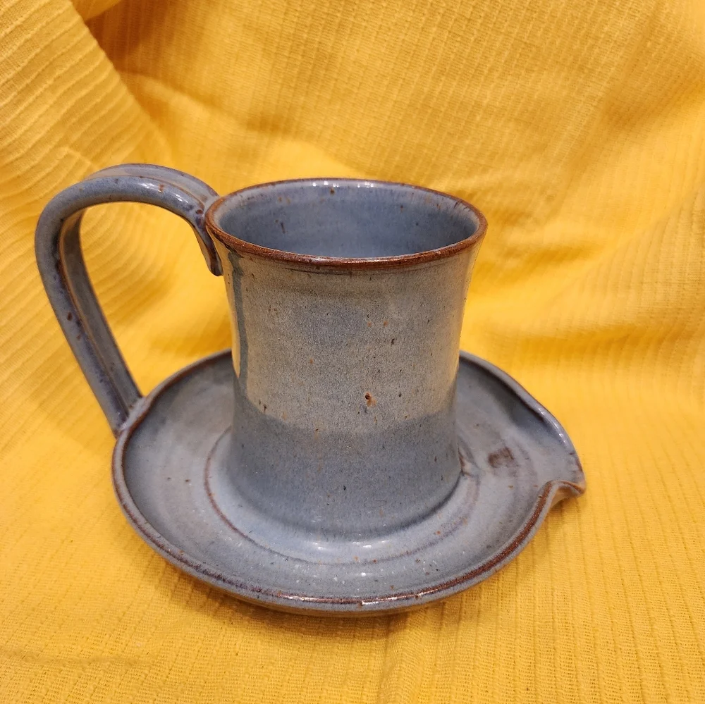 Hand Thrown Pottery Blue Bacon Cooker
